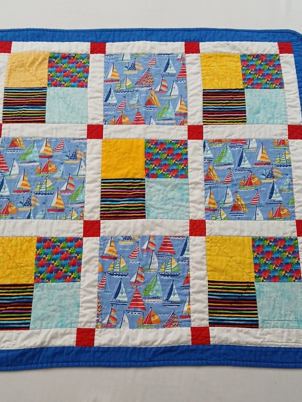 Handmade  Vintage Childs Nautical Quilt